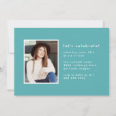 Modern geschilderd Blauwgroen fotoafstudeerfeest Kaart (Achterkant)