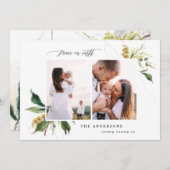 Modern geschilderd botanisch gebladerte kerstfoto feestdagenkaart (Voorkant / Achterkant)