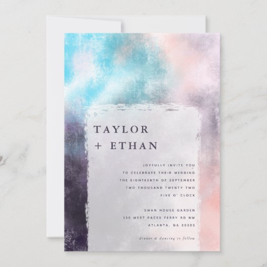 Modern geschilderd canvas bruiloft kaart (Voorkant)