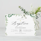 modern geschilderd eucalyptuselegant lijst baptism kaart (Staand voorkant)