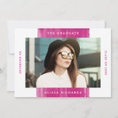 Modern geschilderd magenta foto afstudeerfeest kaart (Voorkant)