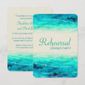 Modern geschilderd zee bruiloft repetitie diner ui kaart (Voorkant / Achterkant)
