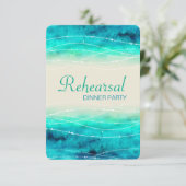 Modern geschilderd zee bruiloft repetitie diner ui kaart (Staand voorkant)