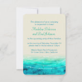 Modern geschilderd zee bruiloft repetitie diner ui kaart (Achterkant)