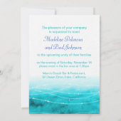 Modern geschilderd zee bruiloft repetitie diner ui kaart (Achterkant)