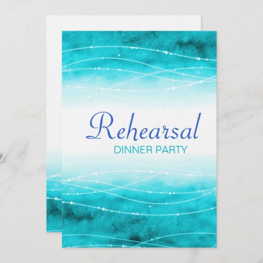Modern geschilderd zee bruiloft repetitie diner ui kaart (Voorkant / Achterkant)