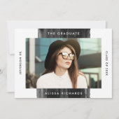 Modern geschilderd zwart foto afstudeerfeest kaart (Voorkant)