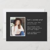 Modern geschilderd zwart foto afstudeerfeest kaart (Achterkant)