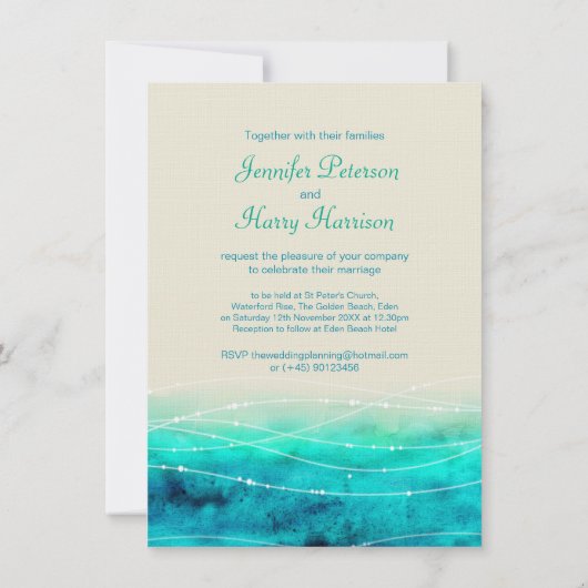 Modern geschilderde sprankelende zeeen en strand b kaart (Achterkant)