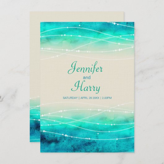 Modern geschilderde sprankelende zeeen en strand b kaart (Voorkant / Achterkant)