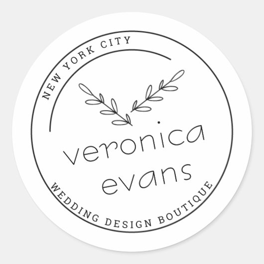 Modern gestileerd botanisch takkenlogo ronde sticker (Voorkant)