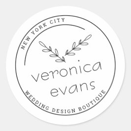 Modern gestileerd botanisch takkenlogo ronde sticker