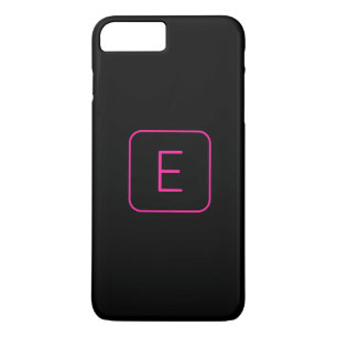 Modern gestileerd Initiaal monogram   Roze en zwar iPhone 8/7 Plus Hoesje