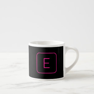 Modern gestileerd Initiaal monogram   Roze en zwar Espresso Kop