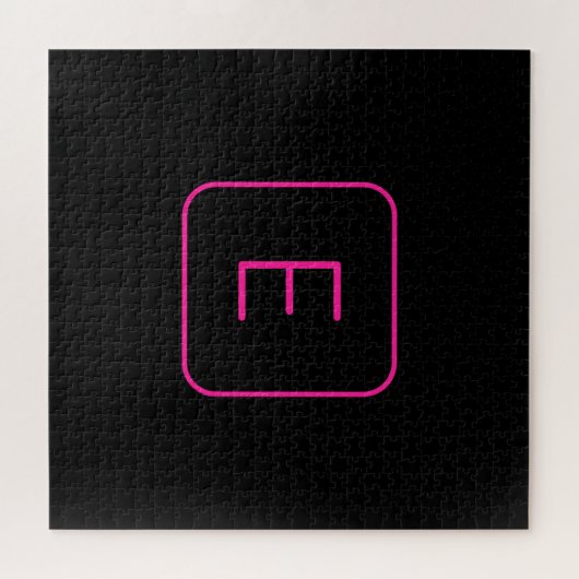 Modern gestileerd Initiaal monogram | Roze en zwar Legpuzzel (Horizontaal)