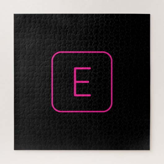 Modern gestileerd Initiaal monogram | Roze en zwar Legpuzzel (Verticaal)