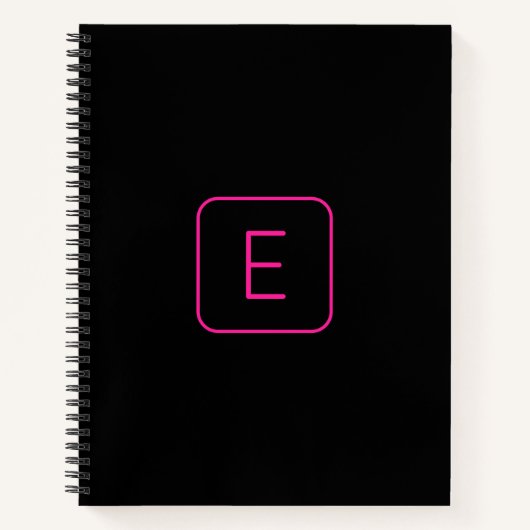 Modern gestileerd Initiaal monogram | Roze en zwar Notitieboek (Voorkant)