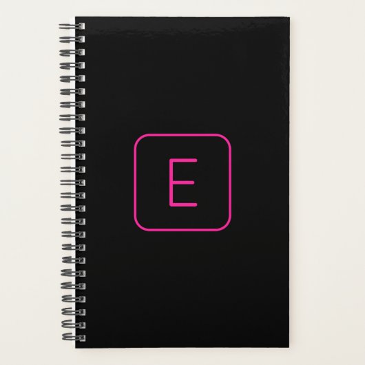 Modern gestileerd Initiaal monogram | Roze en zwar Planner (Voorkant)