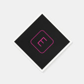 Modern gestileerd Initiaal monogram | Roze en zwar Servet (Hoek)