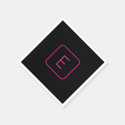 Modern gestileerd Initiaal monogram | Roze en zwar Servet (Hoek)