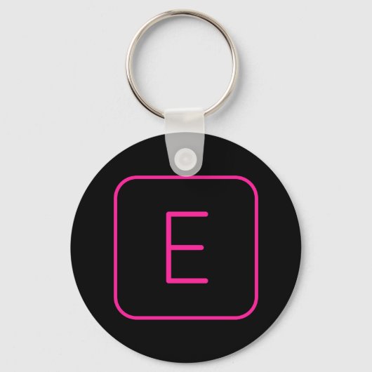Modern gestileerd Initiaal monogram | Roze en zwar Sleutelhanger (Voorkant)