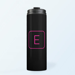 Modern gestileerd Initiaal monogram   Roze en zwar Thermosbeker