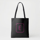 Modern gestileerd Initiaal monogram | Roze en zwar Tote Bag (Voorkant)