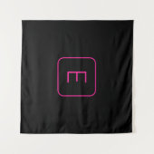 Modern gestileerd Initiaal monogram | Roze en zwar Wandkleed (Voorkant (horizontaal))