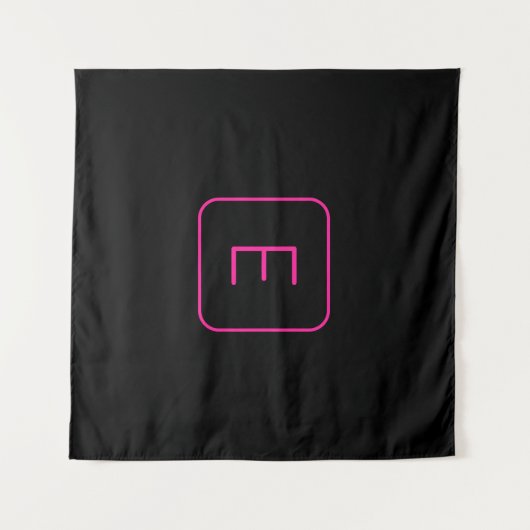Modern gestileerd Initiaal monogram | Roze en zwar Wandkleed (Voorkant (horizontaal))