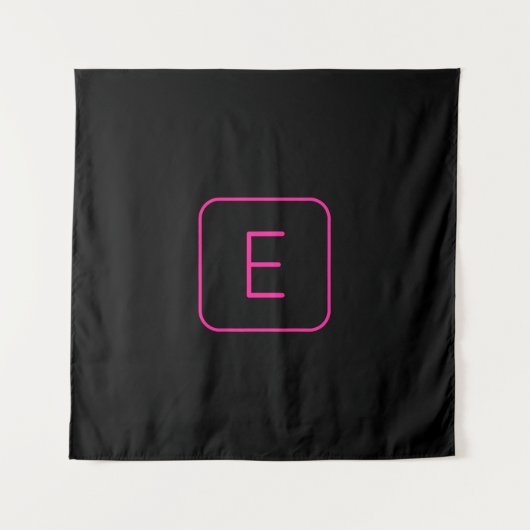 Modern gestileerd Initiaal monogram | Roze en zwar Wandkleed (Voorkant)
