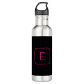 Modern gestileerd Initiaal monogram | Roze en zwar Waterfles (Voorkant)