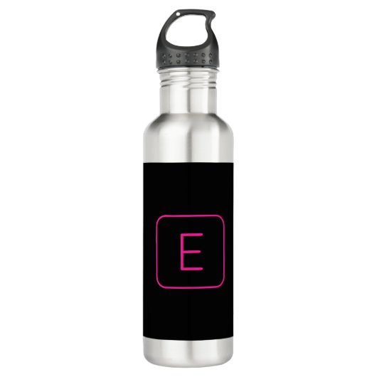Modern gestileerd Initiaal monogram | Roze en zwar Waterfles (Voorkant)