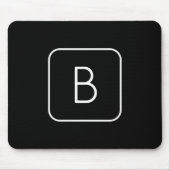 Modern gestileerd Initiaal monogram | Wit en zwart Muismat (Voorkant)