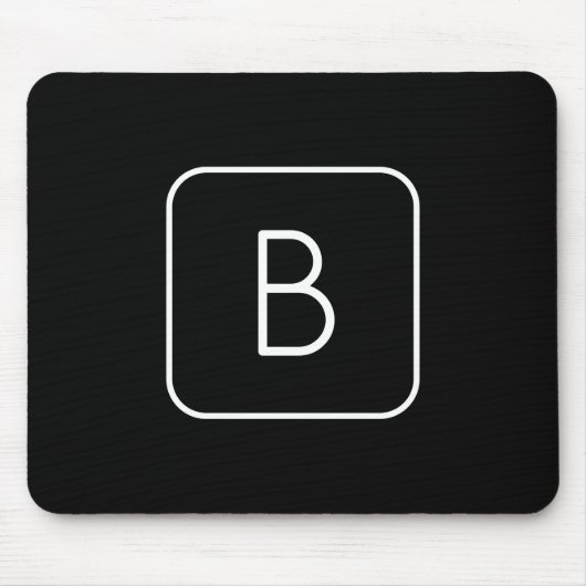 Modern gestileerd Initiaal monogram | Wit en zwart Muismat (Voorkant)