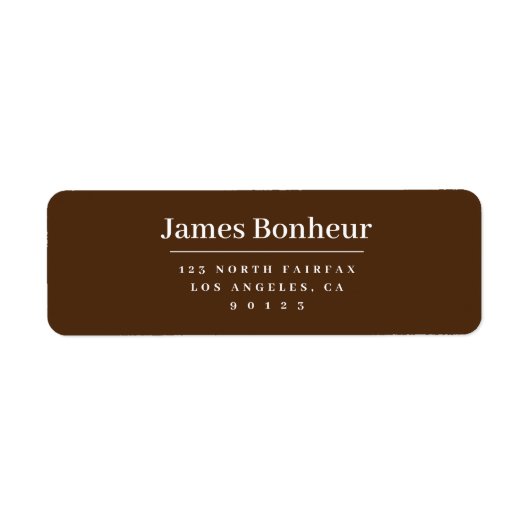 Modern gestileerd retouradres bruin & wit etiket (Voorkant)