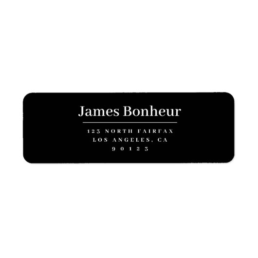Modern gestileerd retouradres zwart-wit etiket (Voorkant)