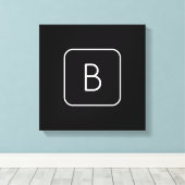 Modern gestileerde Initiaal Monogram | Wit & Zwart Canvas Afdruk (Insitu (Houten vloer))