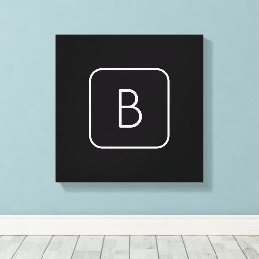 Modern gestileerde Initiaal Monogram | Wit & Zwart Canvas Afdruk (Insitu (Houten vloer))