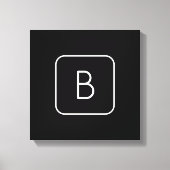Modern gestileerde Initiaal Monogram | Wit & Zwart Canvas Afdruk (Voorkant)