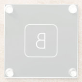 Modern gestileerde Initiaal Monogram | Wit & Zwart Glazen Onderzetter (Achterkant)