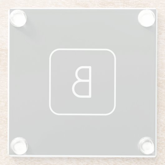 Modern gestileerde Initiaal Monogram | Wit & Zwart Glazen Onderzetter (Achterkant)