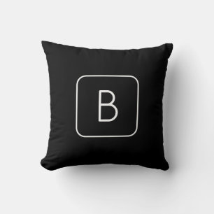 Modern gestileerde Initiaal Monogram Wit & Zwart Kussen