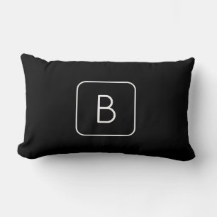 Modern gestileerde Initiaal Monogram Wit & Zwart Kussen