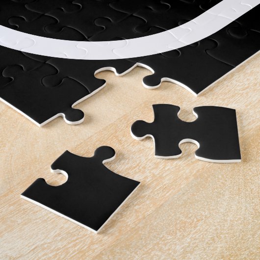 Modern gestileerde Initiaal Monogram | Wit & Zwart Legpuzzel (Zijkant)