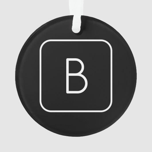 Modern gestileerde Initiaal Monogram | Wit & Zwart Ornament (achterkant)