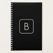 Modern gestileerde Initiaal Monogram | Wit & Zwart Planner (Voorkant)