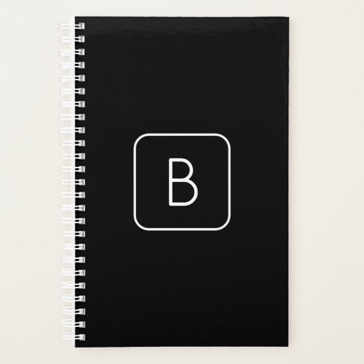 Modern gestileerde Initiaal Monogram | Wit & Zwart Planner (Voorkant)