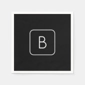 Modern gestileerde Initiaal Monogram | Wit & Zwart Servet (Voorkant)