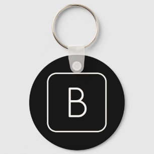 Modern gestileerde Initiaal Monogram   Wit & Zwart Sleutelhanger
