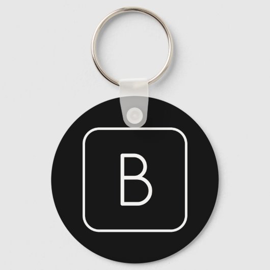 Modern gestileerde Initiaal Monogram | Wit & Zwart Sleutelhanger (Voorkant)
